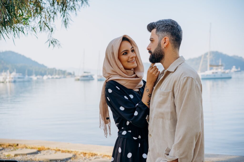 Lovely Couple Standing Near a Lake-Happy and Fulfilling Marriage