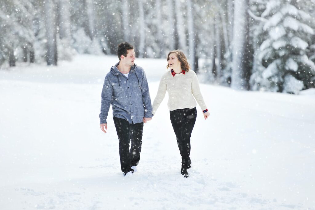 couple walking on snow near trees during daytime
You're Ready for a Relationship