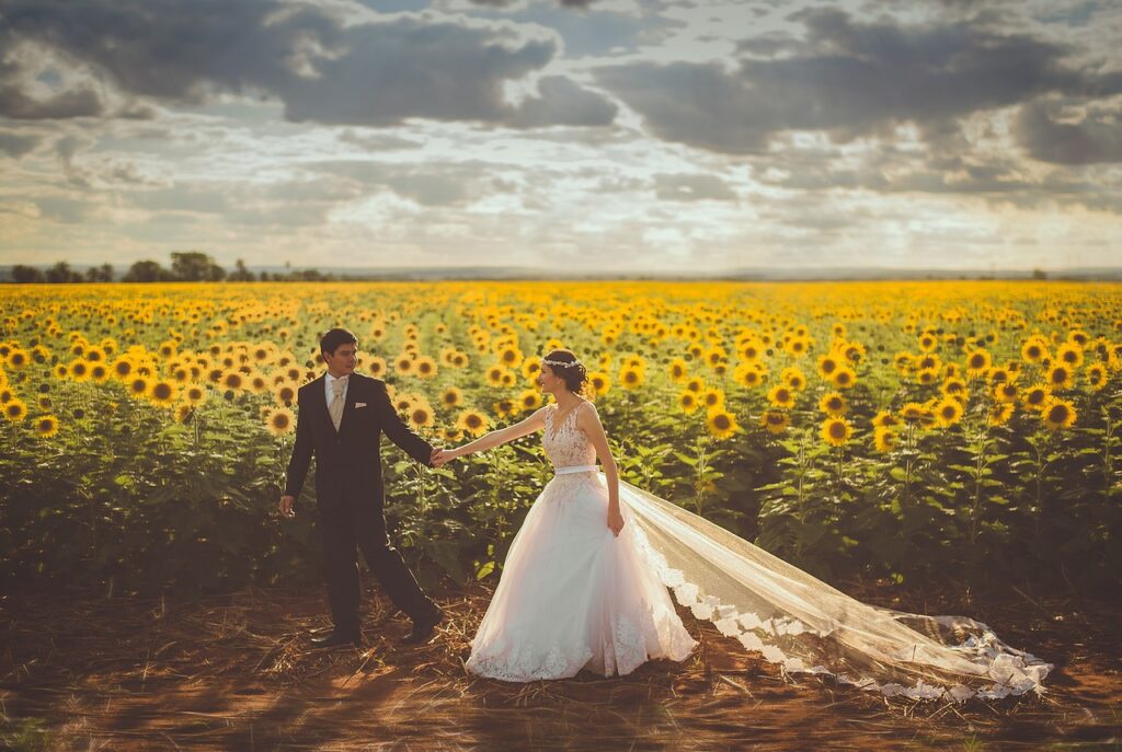 wedding, couple, sunflower field-Ready for a Serious Commitment
