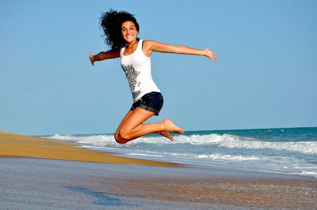 woman, beach, jump Irresistible 