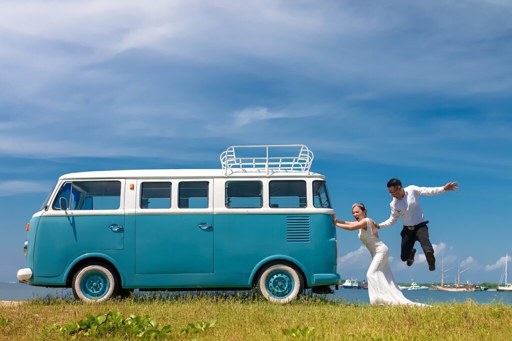 wedding, couple, vintage van Ready for Marriage