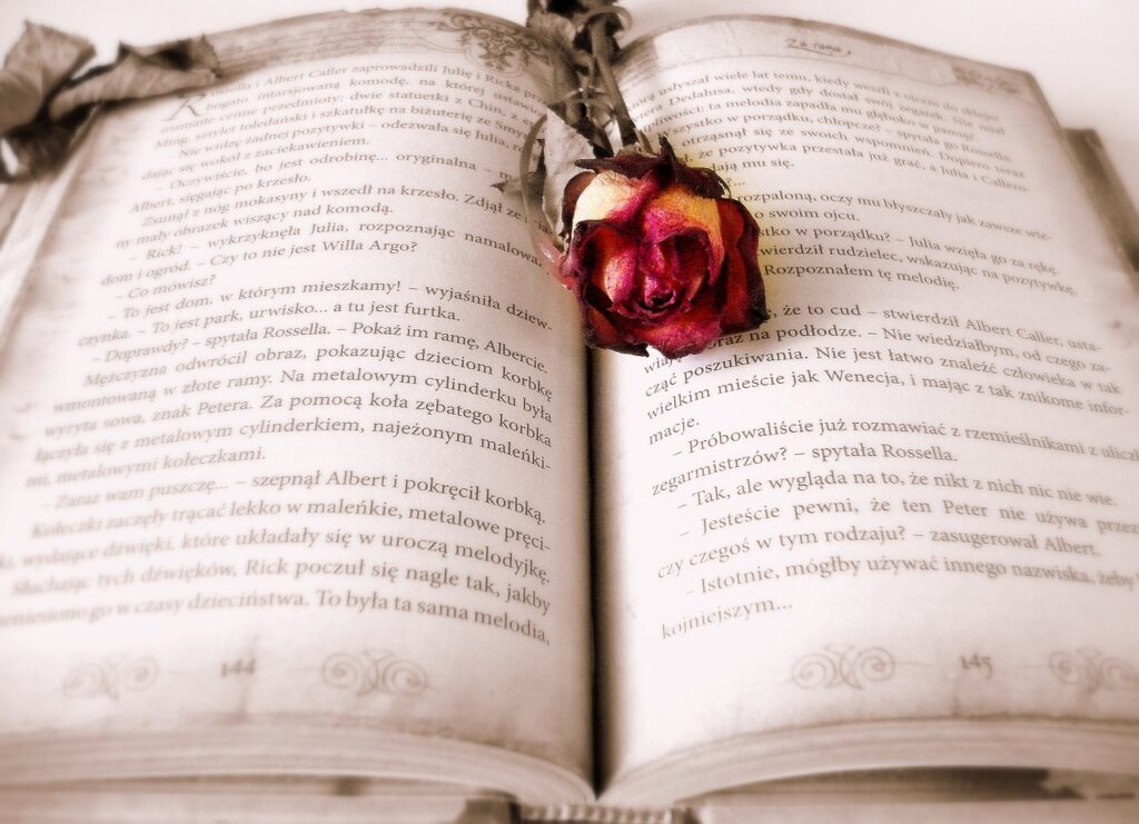 book, rose, book mark-Language of Roses