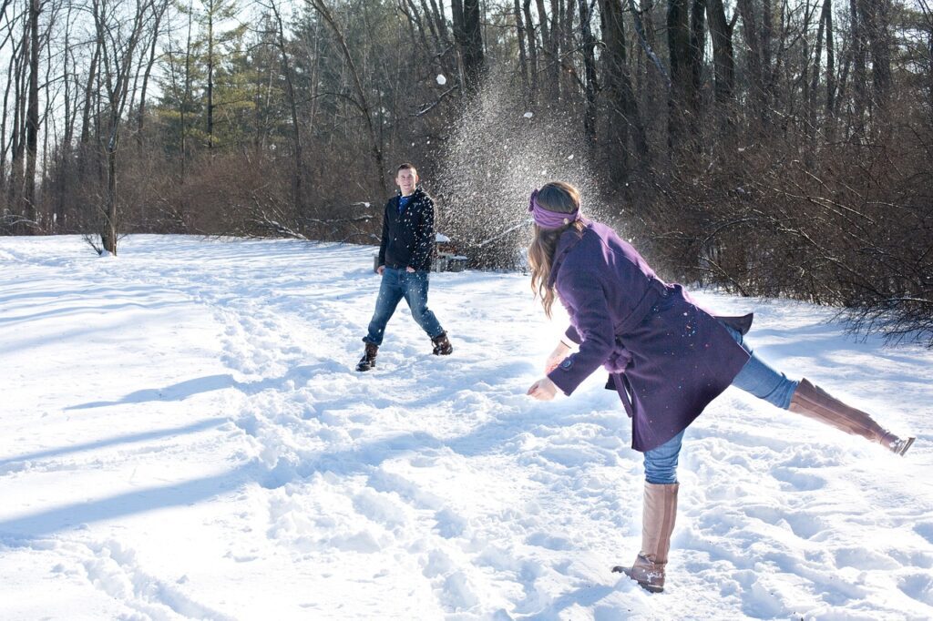 snowball fight, snow, winter-Men Wish