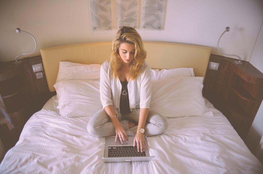 woman, working, bed-Longing for Love